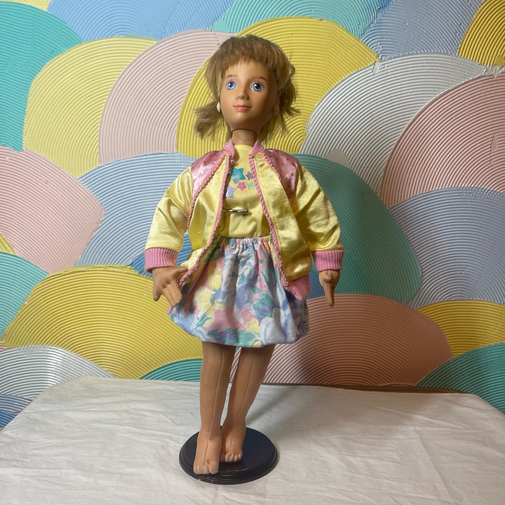 Vintage MATTEL 1986 HOT LOOKS 18" Bendable 80s Fashion DOLL MIMI Blonde Outfit
